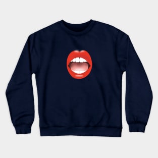 surprise mouth with red lips Crewneck Sweatshirt